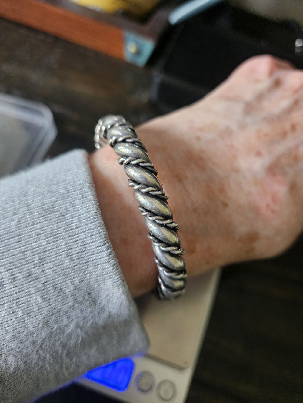 Navajo Textured Sterling Silver Thick Twist Bracelet